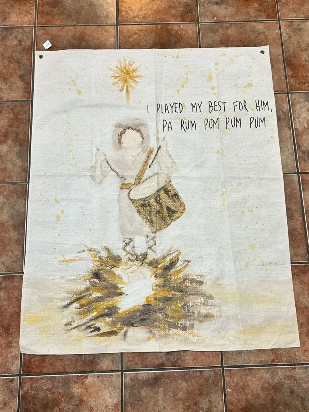 Tawnya Norton Fabric Wall Hanging, Drummer Boy Religious Christmas 46x38 NEW